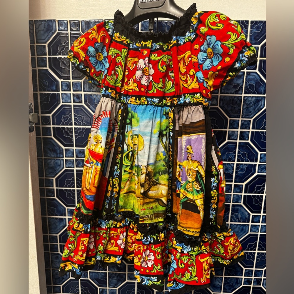 DOLCE & GABBANA Multicolor Masterpiece Dress with bloomers size 18-24 month. - Picture 13 of 16